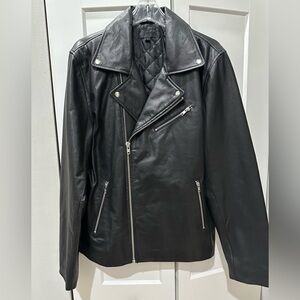 Men’s ASOS Black Leather Moto Jacket